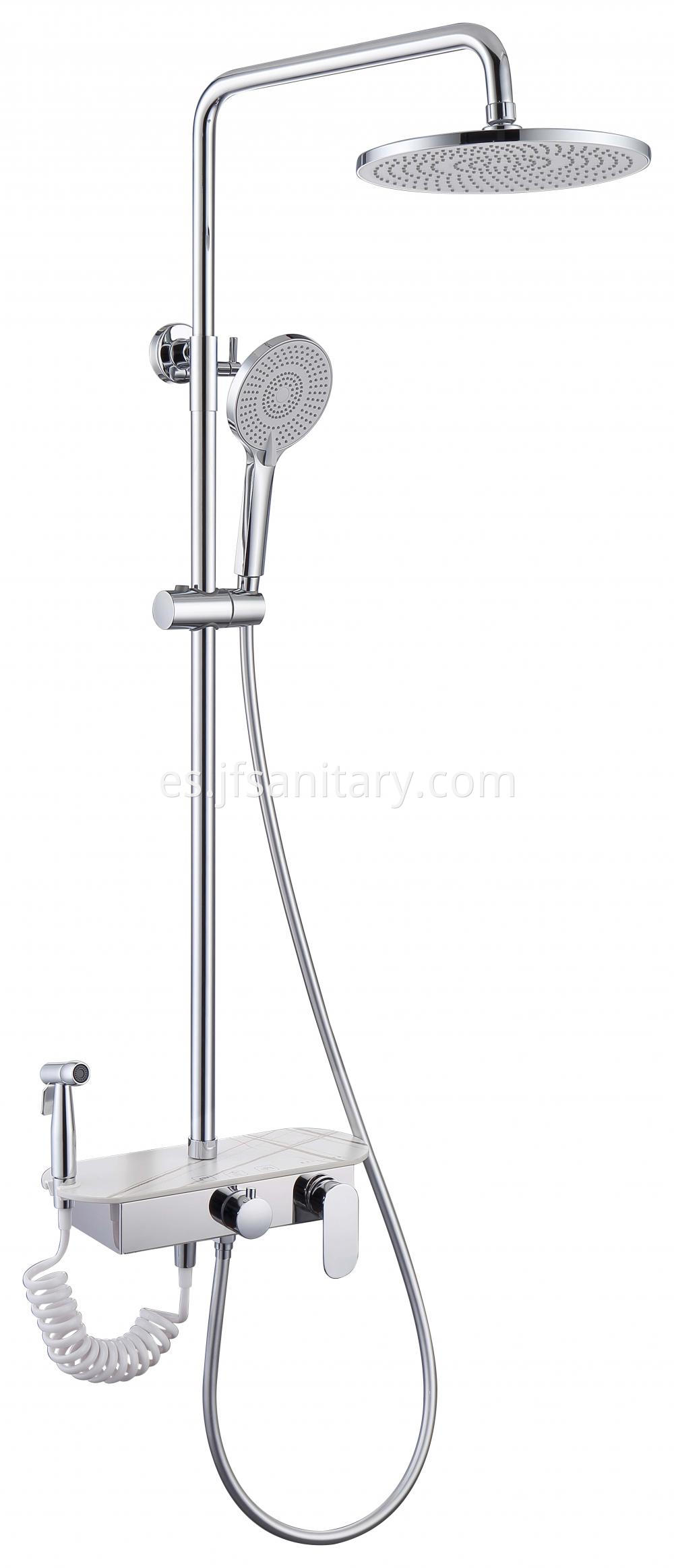 White Marble Shower Set With Sprayer